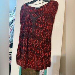 Vanity Red and Black Patterned Tank Top
